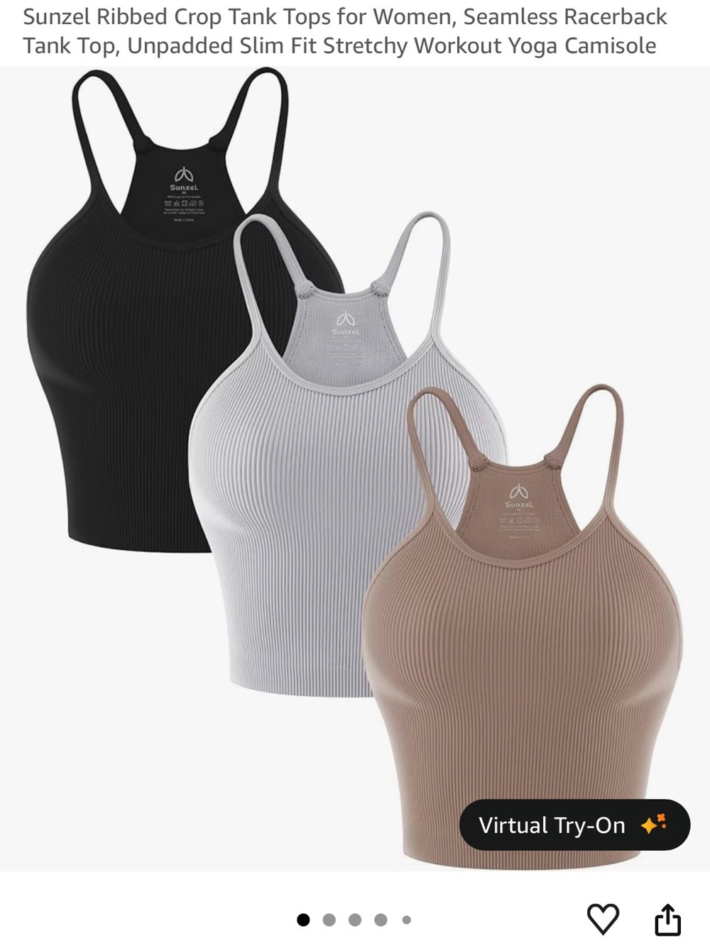 Sunzel Ribbed Crop Tank Top - Light Gray only